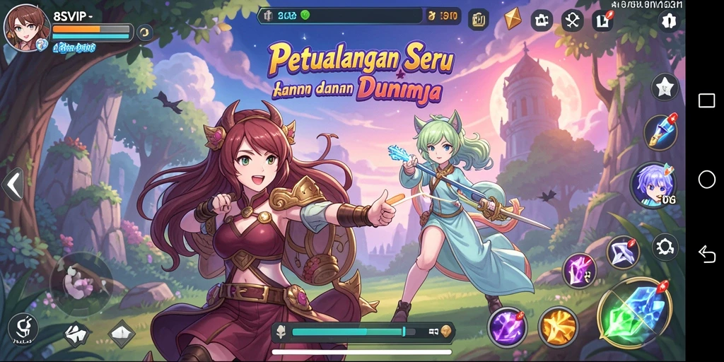 Tampilan gameplay menarik dari 8SVIP yang menampilkan aksi seru karakter anime.
