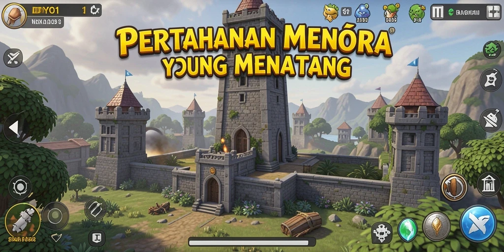 Tampilan gameplay menegangkan dari DYO1 dalam pertahanan menara.