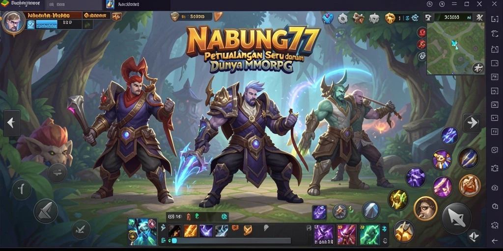 Screenshot gameplay NABUNG77 menampilkan petualangan karakter dalam dunia MMORPG.