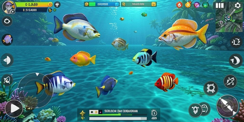 Tampilan gameplay menarik dalam OJA89 dengan aksi tembak ikan.